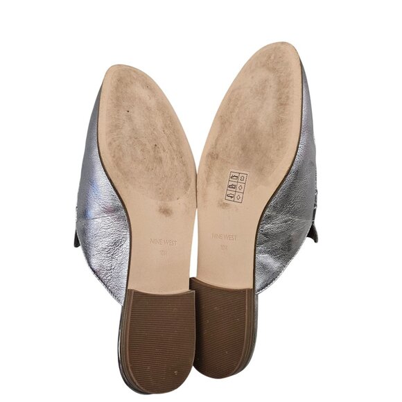 Nine West Walkos Metallic Leather Slip-On Mules Size 10M - Picture 6 of 7